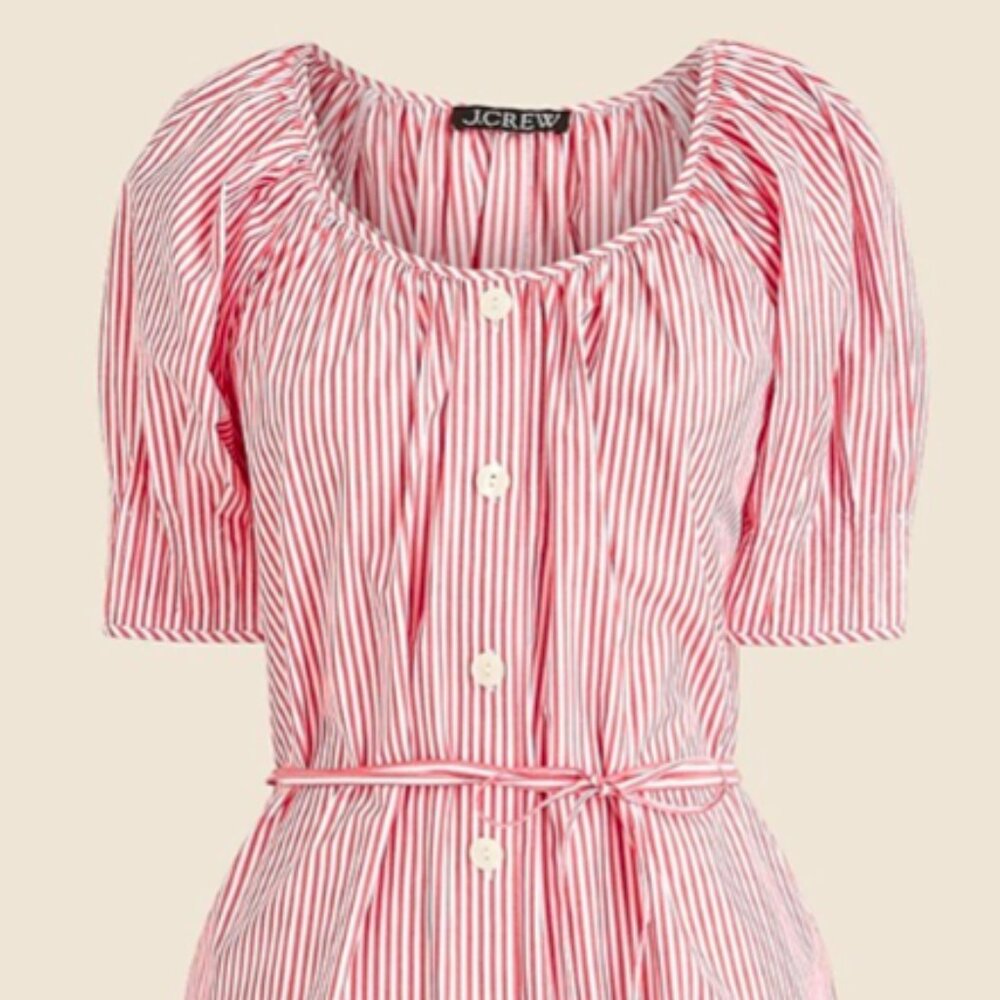 J.Crew NWT Button-up Midi Dress in Striped Cotton Poplin | XS